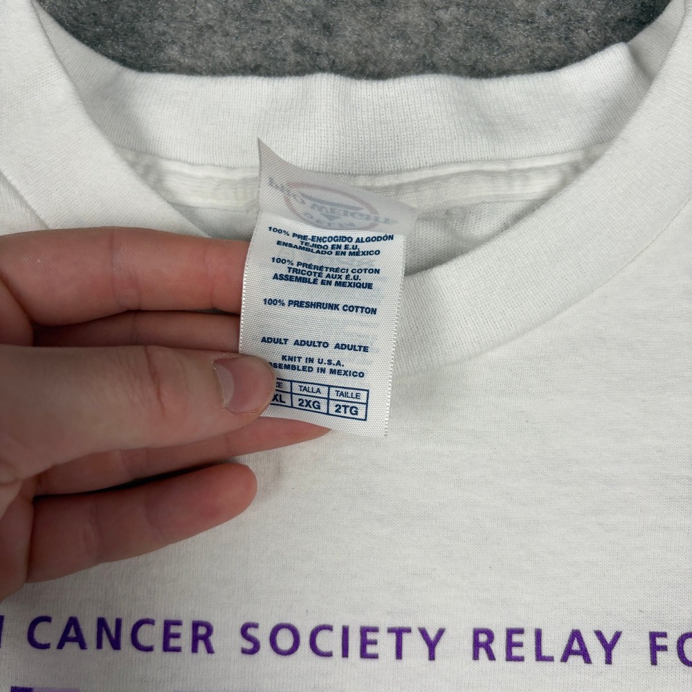 Vintage Canncer Society Relay T-Shirt Mens 2XL American For Life White Y2K 90s - Picture 6 of 11